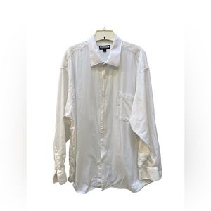 Men’s Dicapri Collection White Cotton Button Down Shirt XXL  18 34/35